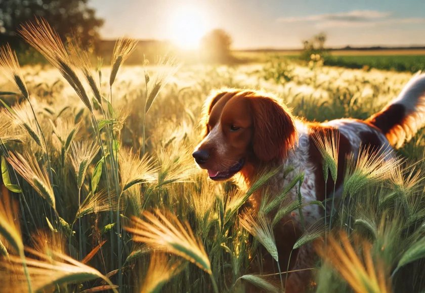 cane vicino a un forasacco